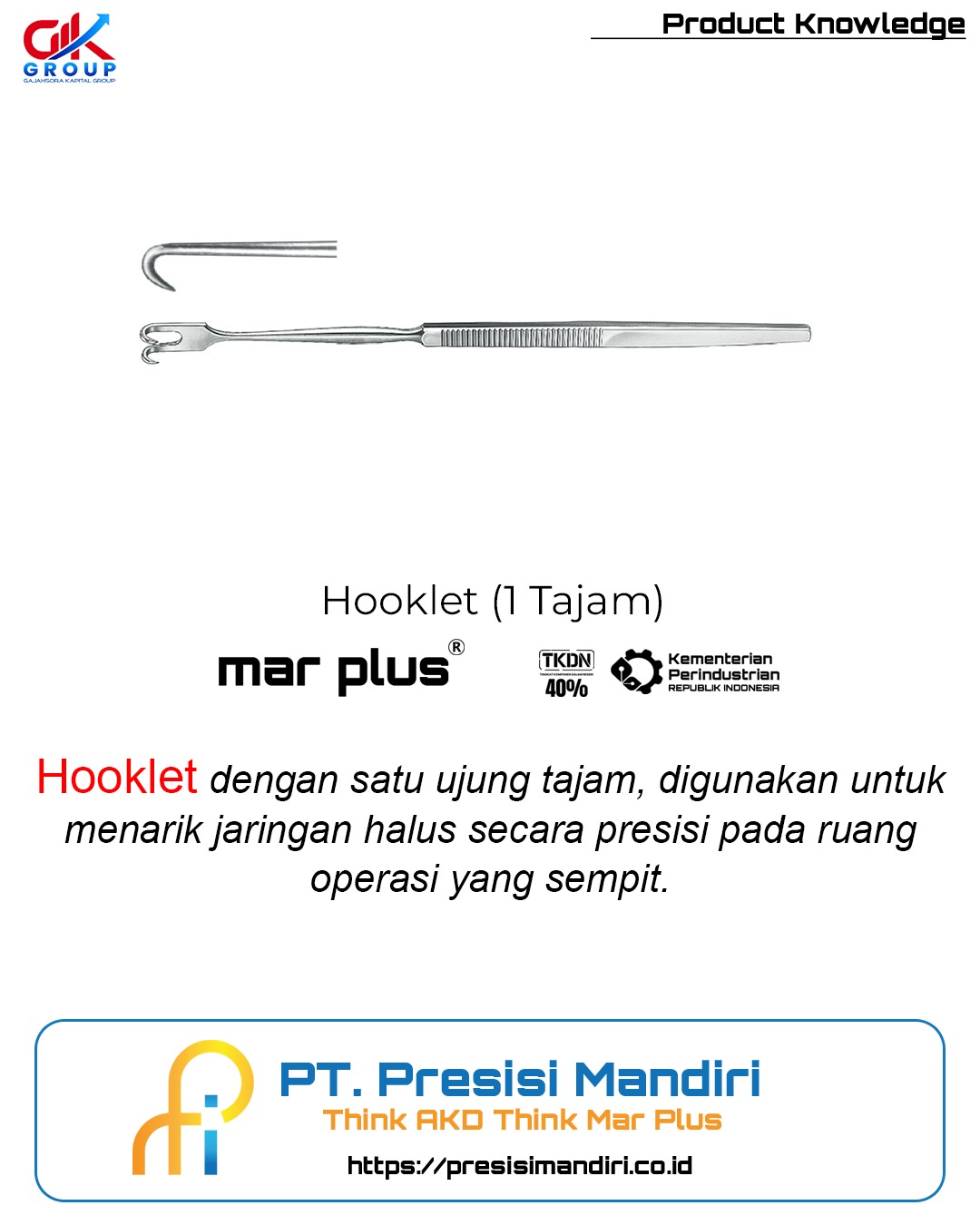 Mar Plus Surgical Instrument Hooklet (1 Tajam)